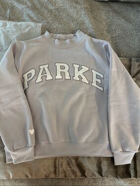 NEW PARKE Lavender & White Graphic Crewneck Sweatshirt size L/XL
